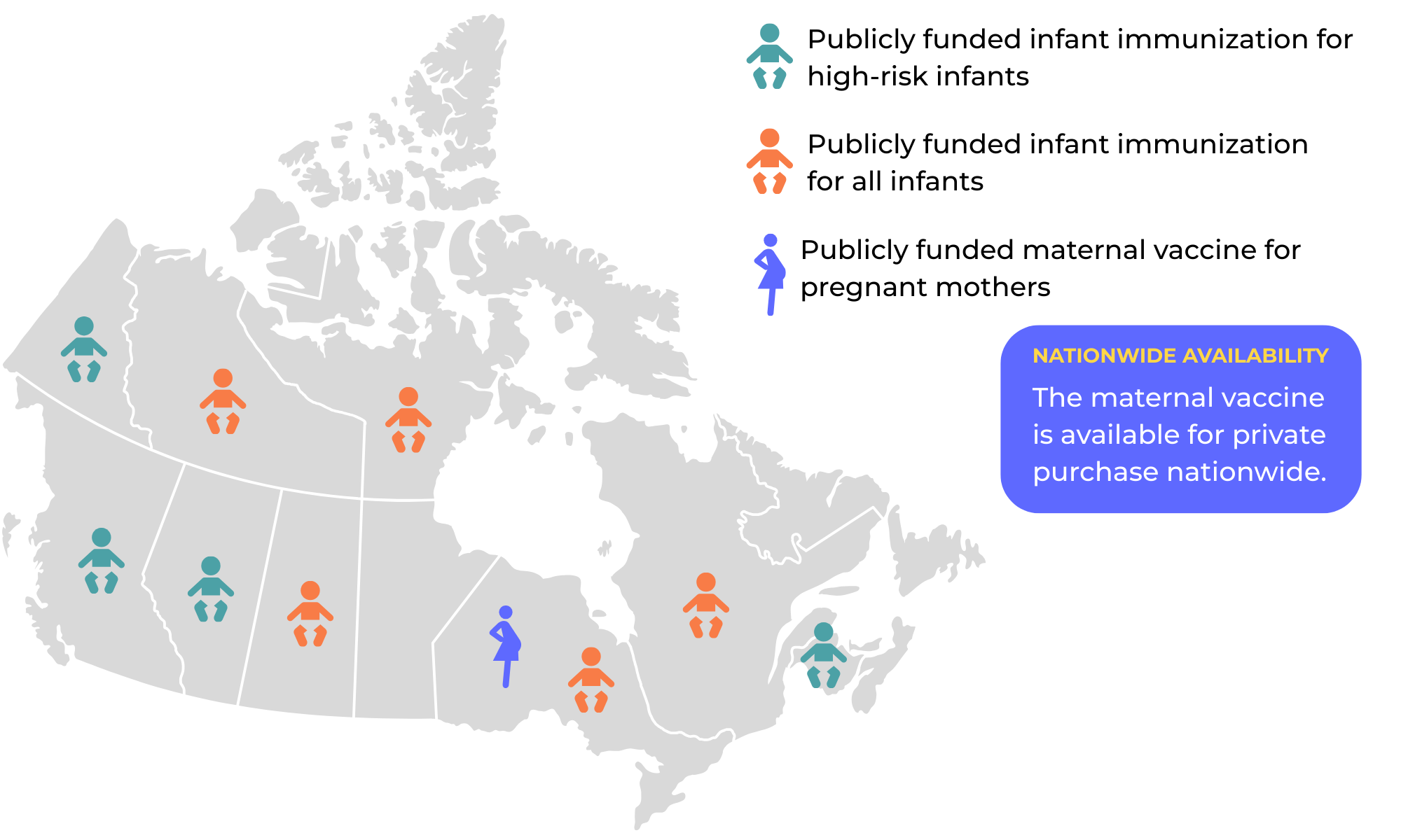 Map of RSV protection by province in Canada